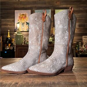 We The Free Silver Snake Skin Western Boots